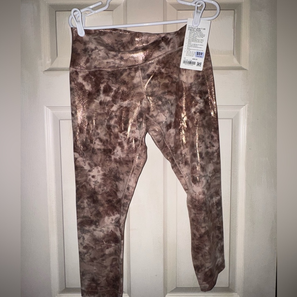 Lululemon Athletica Metallic Rose Gold Leggings size 12 NWT